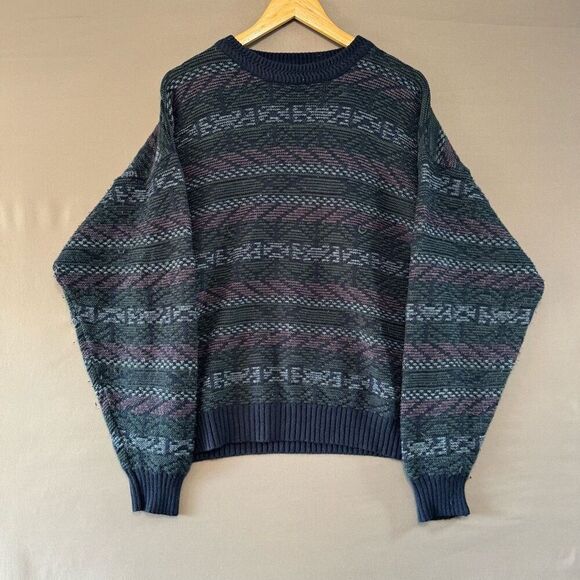 Expressions Worldwide Men’s Colorful Sweater Size Large 100% Acrylic Round Neck - Picture 1 of 8